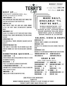 Menu - Terry's Cafe